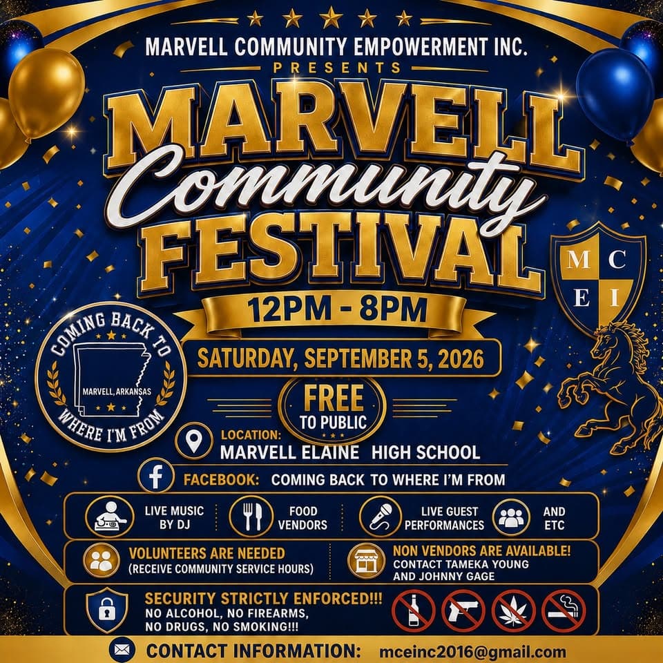 Marvell Community Festival — Coming Back to Where I’m From, Saturday September 5, 2026, Marvell-Elaine High School, free to the public