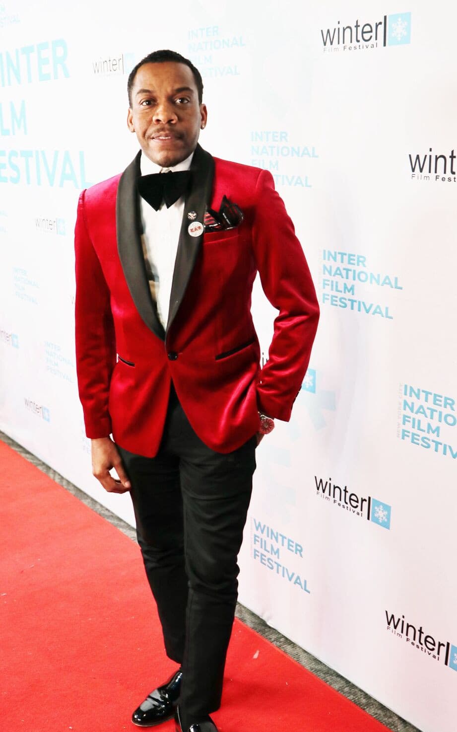 Timothy Pirtle, events coordinator/manager, on the red carpet at the Winter Film Festival